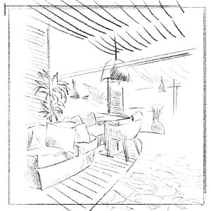 a drawing of a room